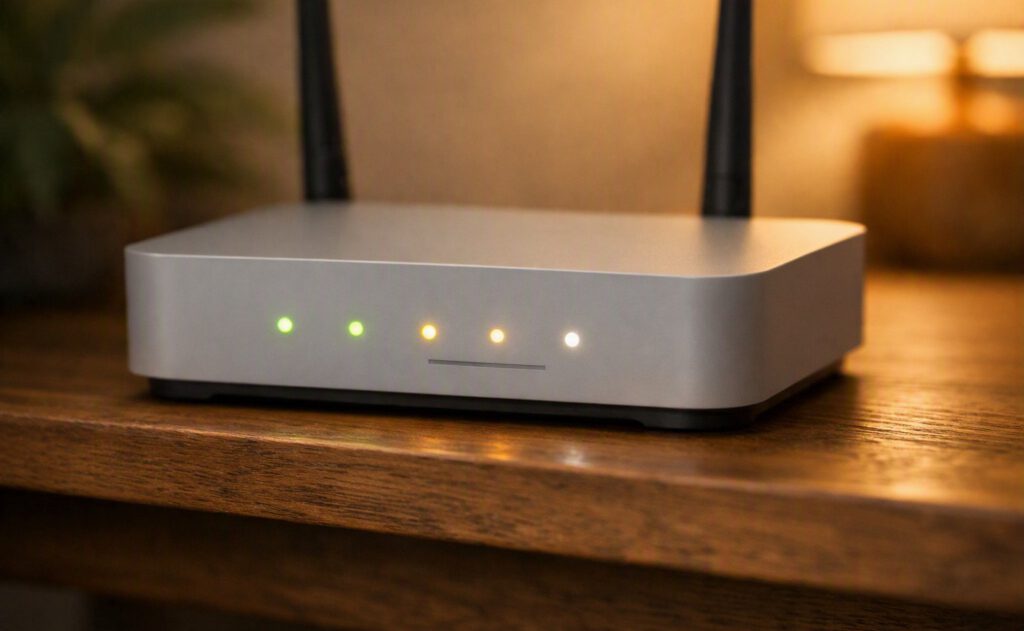 Router auf einem Regal — der Fall, in dem du zu Hause ein VPN brauchst